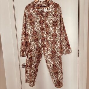 Lauren Ralph Lauren Paisley Pajama Set - Cream and Brown